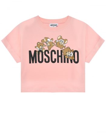 Футболка с лого и медвежатами Moschino