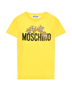 Футболка с лого и медвежатами, желтая Moschino