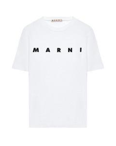 Футболка с черным лого, белая MARNI